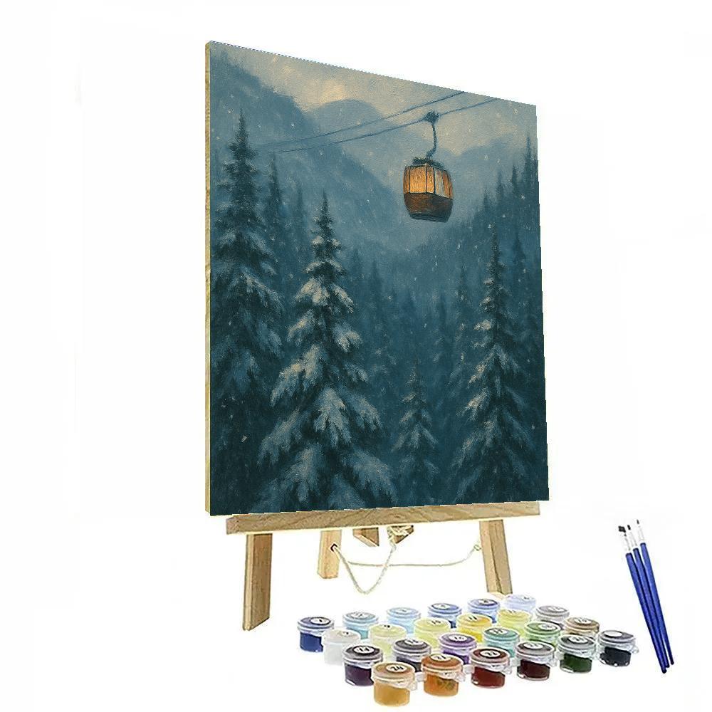 Silent Gondola Of The Snowy Pines paint by number