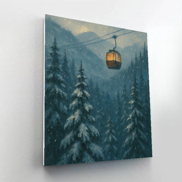 Silent Gondola Of The Snowy Pines paint by number