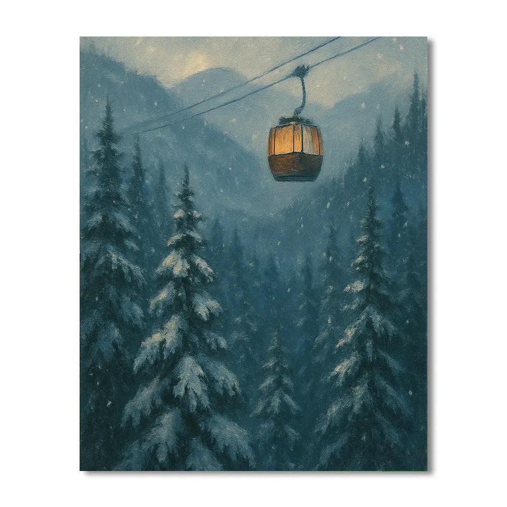 Silent Gondola Of The Snowy Pines paint by number