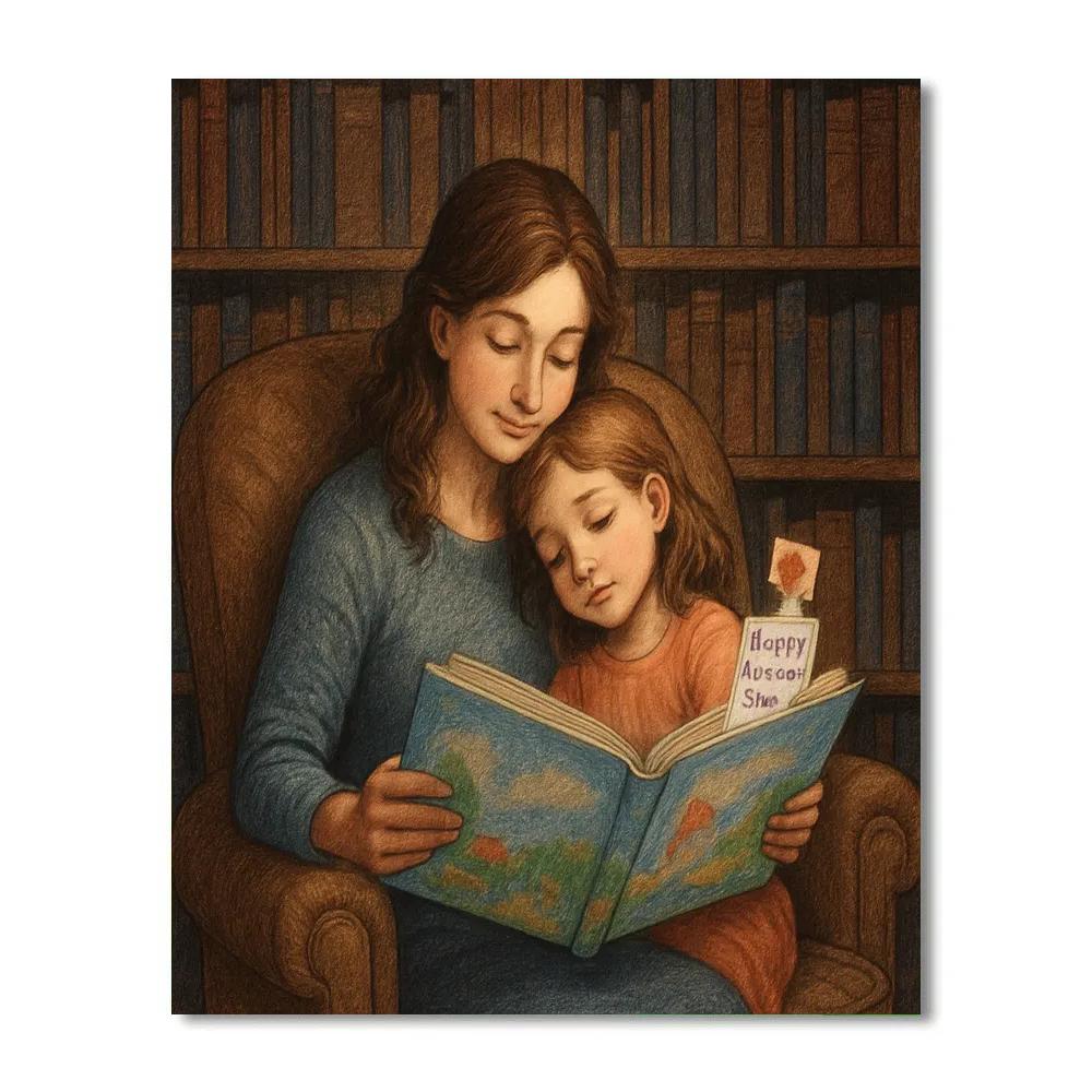 Library Corner With Mom paint by number