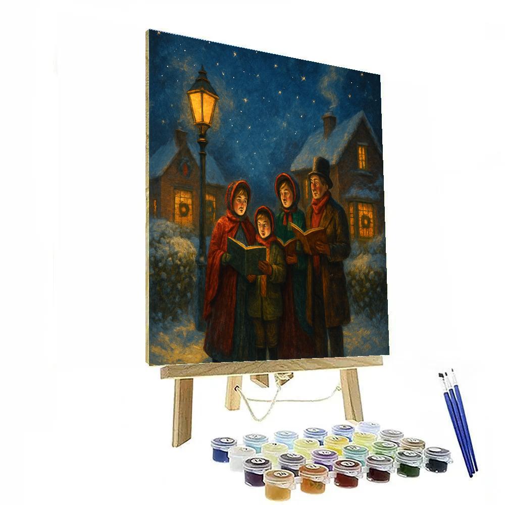 Starlit Carolers In The Snowy Lane painting number kit