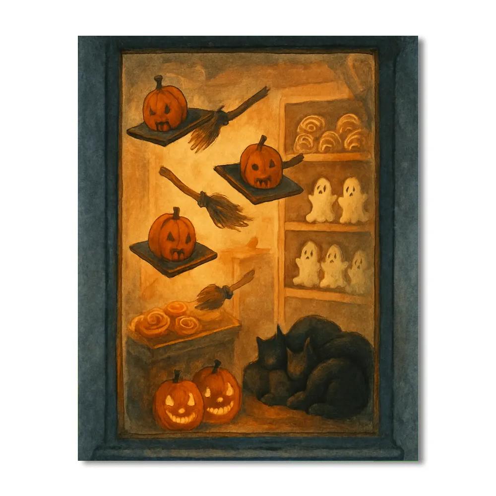 Enchanted Broomstick Bakery Window Painting by numbers kit