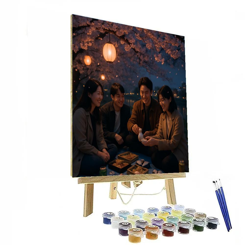 Cherry Blossom Hanami Picnic In Tokyo Park Number painting