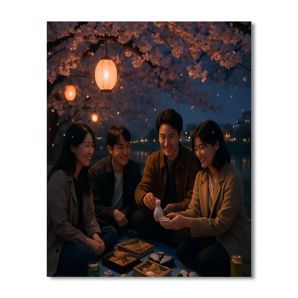 Cherry Blossom Hanami Picnic In Tokyo Park Number painting