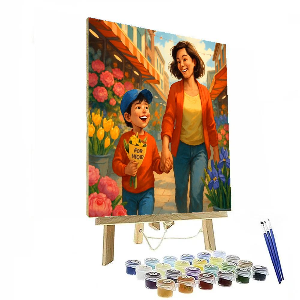 Mothers Day Flower Market Stroll Numbered painting kits