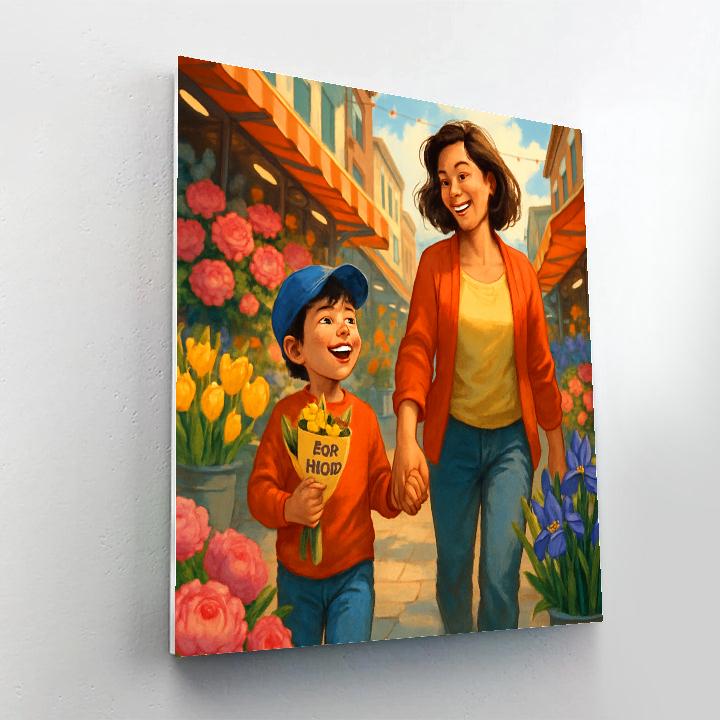 Mothers Day Flower Market Stroll Numbered painting kits
