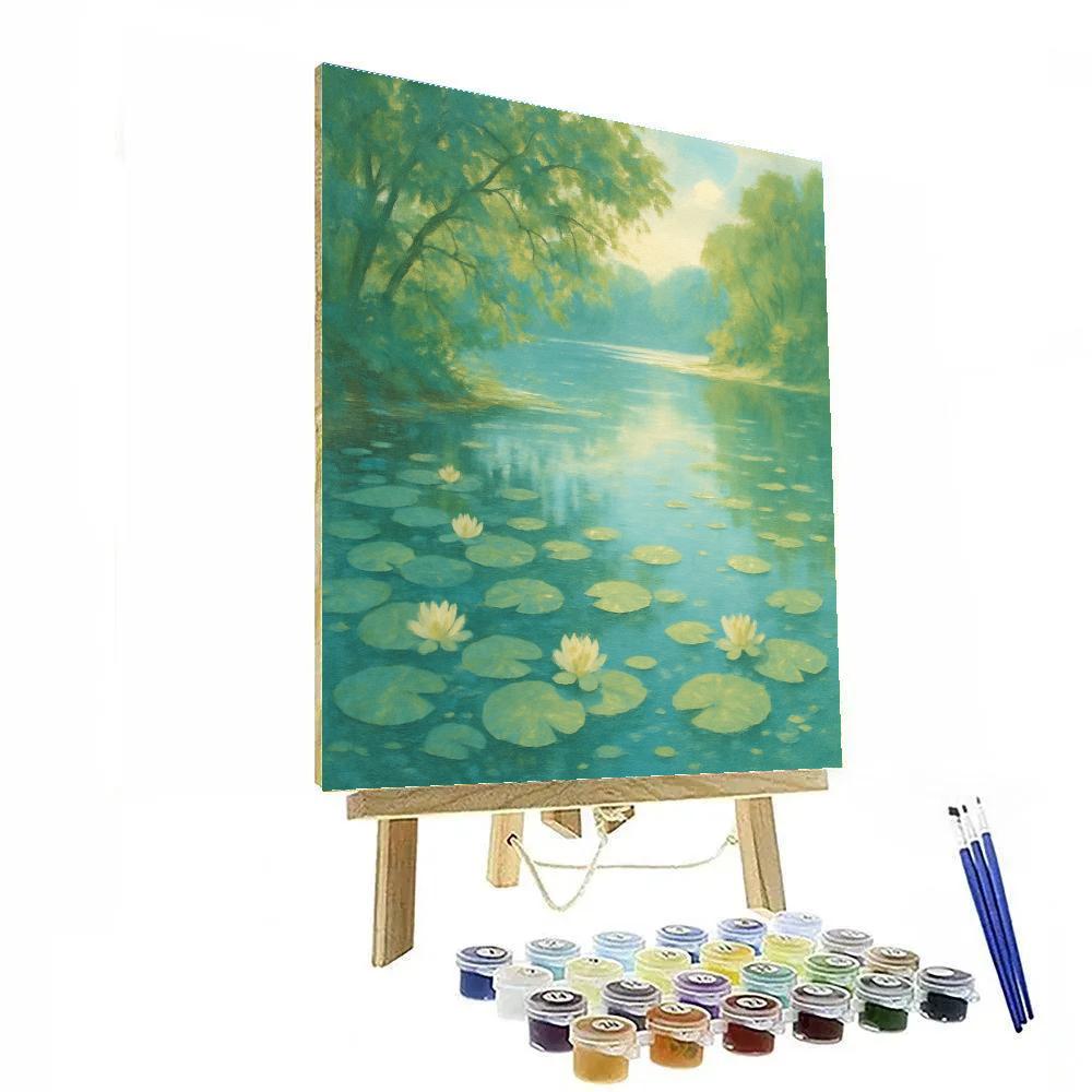 Hidden Cove With Water Lilies At Noon Paint by numbers kits