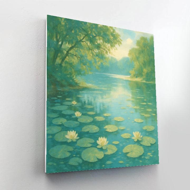 Hidden Cove With Water Lilies At Noon Paint by numbers kits