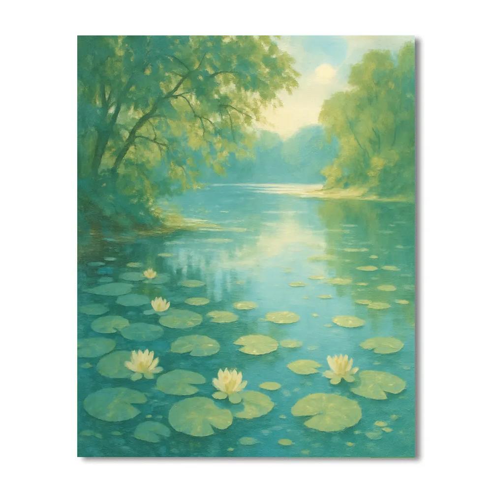 Hidden Cove With Water Lilies At Noon Paint by numbers kits