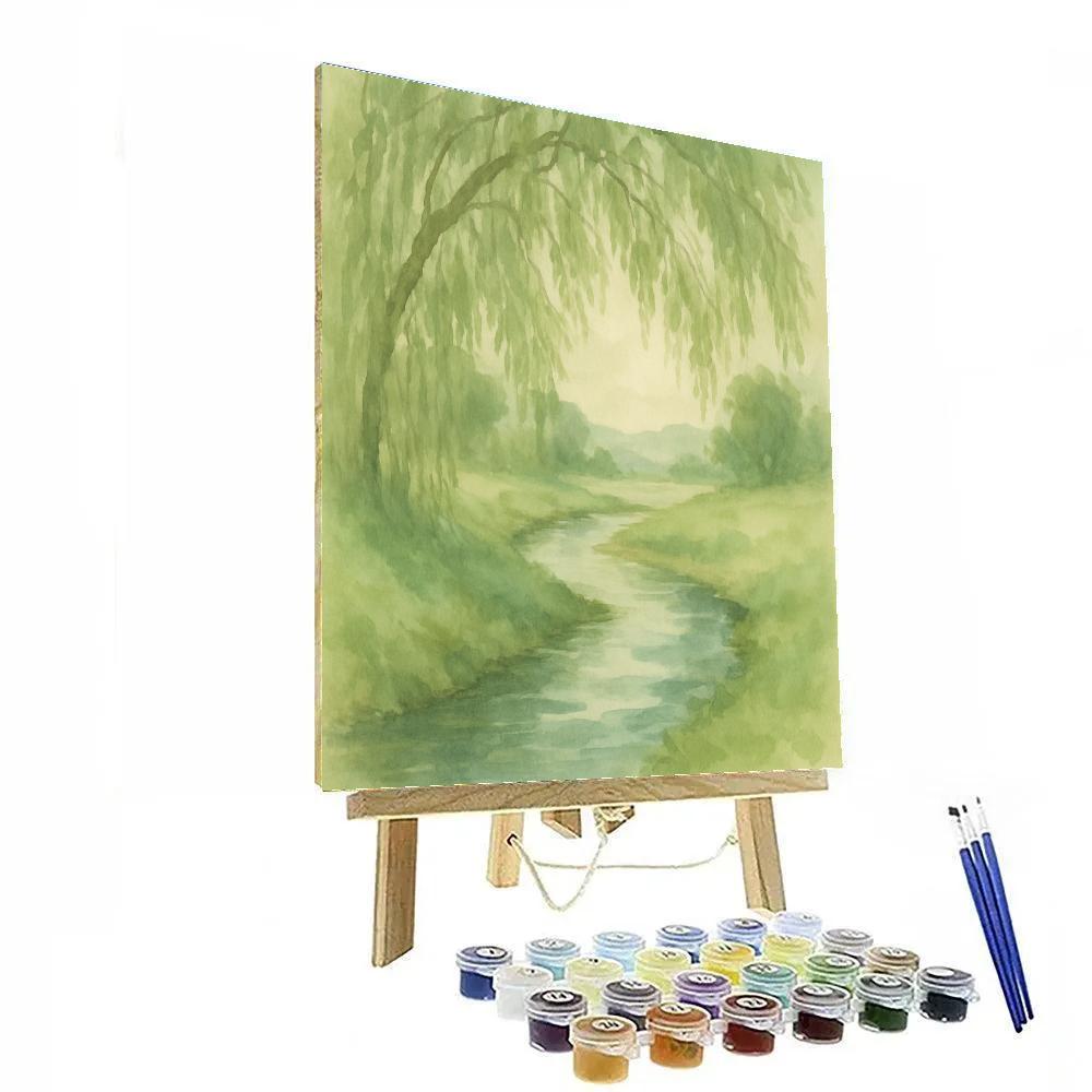Willow Shade Beside Country Brook paint by number