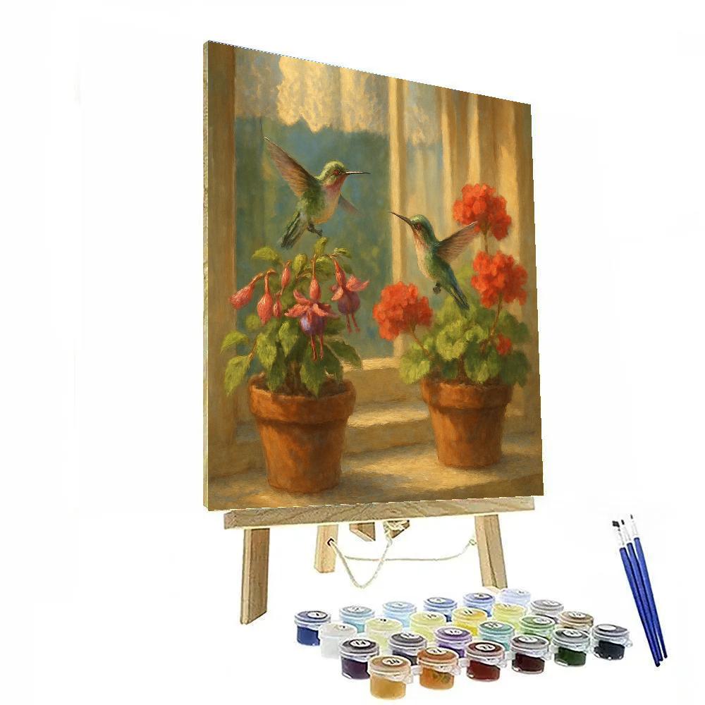 Hummingbirds In The Sunlit Window Nook DIY paint by numbers