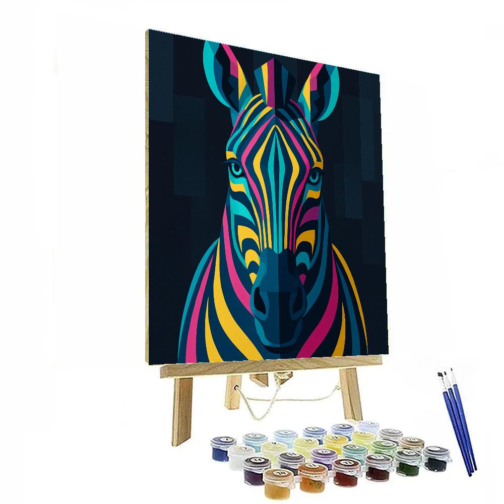 Zebra Neon Rhythm Mask DIY paint by numbers
