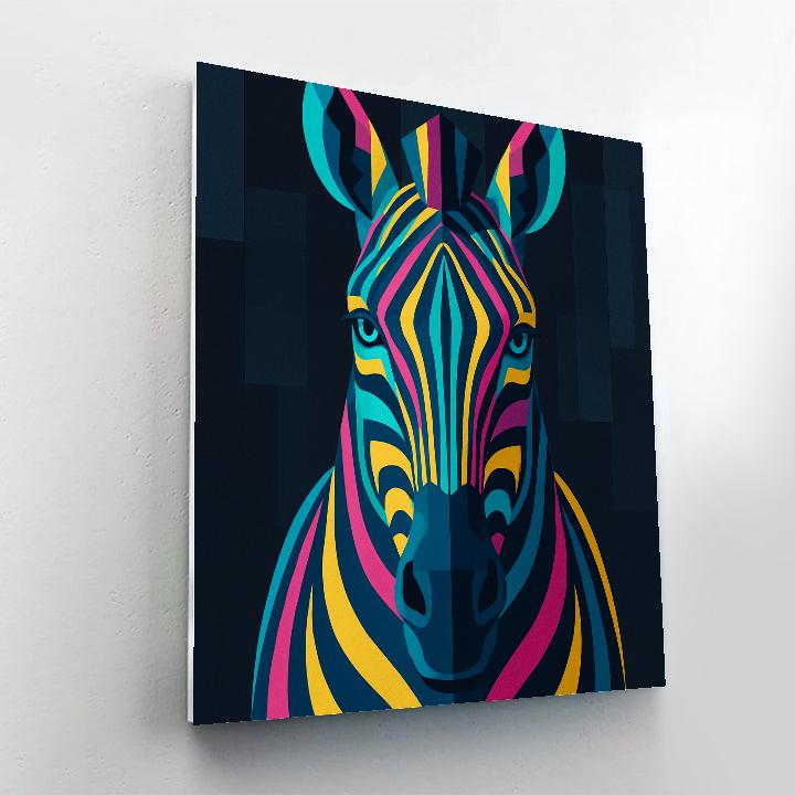Zebra Neon Rhythm Mask DIY paint by numbers