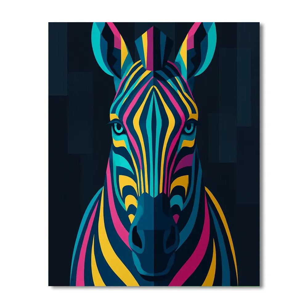 Zebra Neon Rhythm Mask DIY paint by numbers