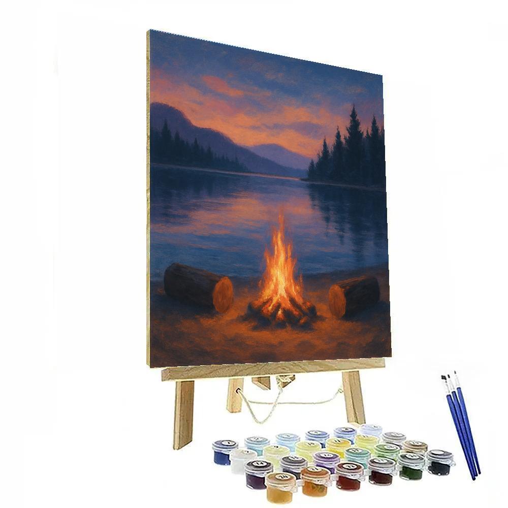 Fireside Reflections On Lakeside Shore paint by color