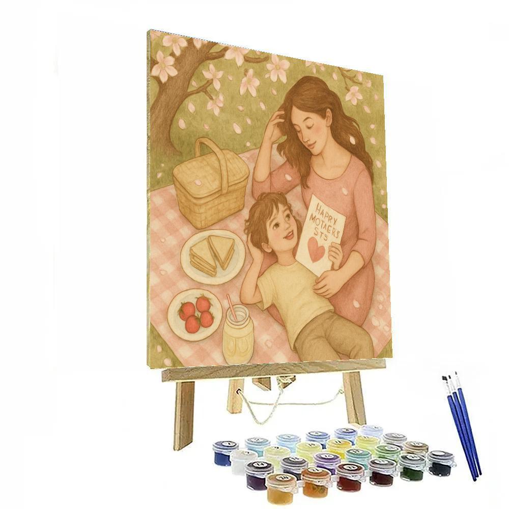 Mothers Day Picnic Under The Blossoms DIY paint by numbers