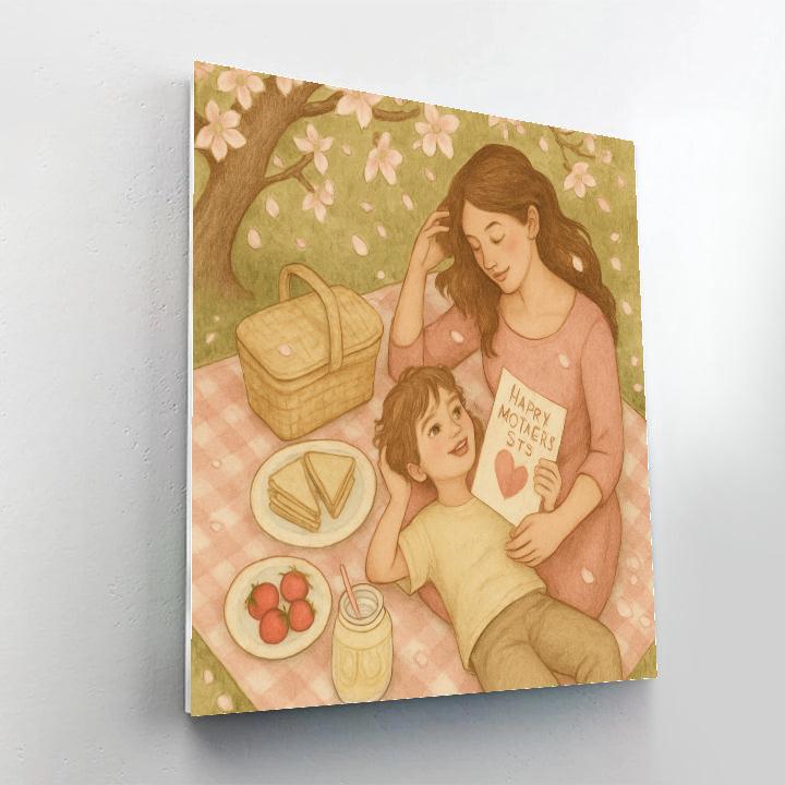Mothers Day Picnic Under The Blossoms DIY paint by numbers