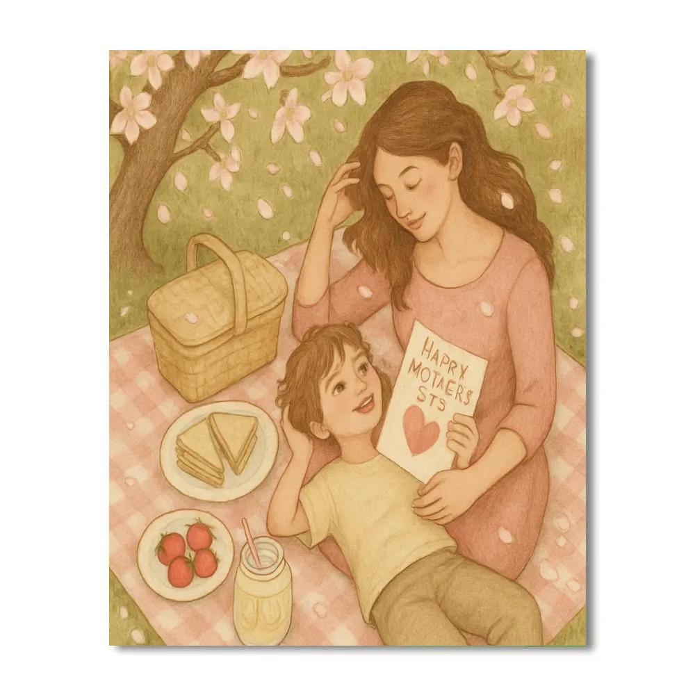 Mothers Day Picnic Under The Blossoms DIY paint by numbers