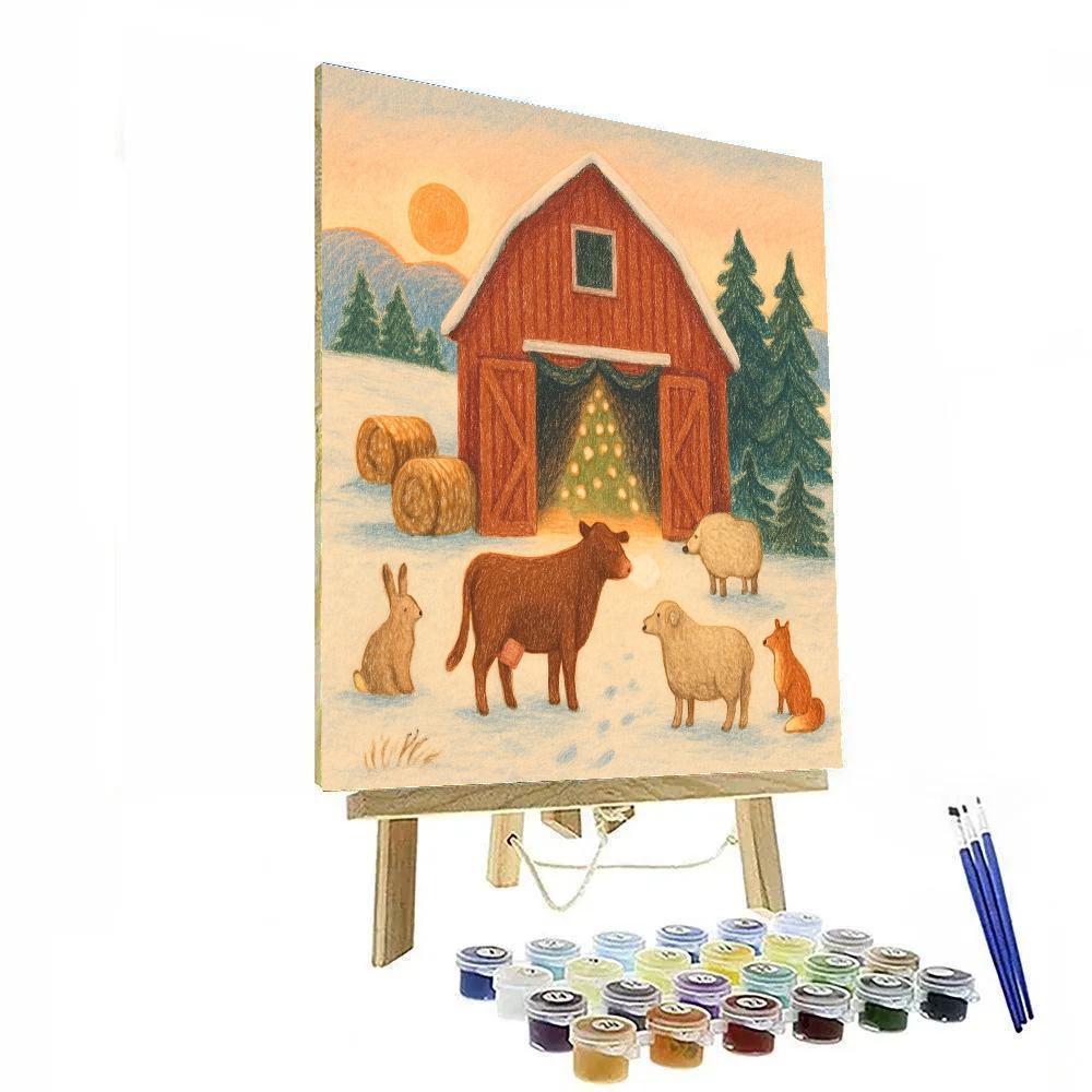 Christmas Morning In The Red Barn DIY paint by numbers