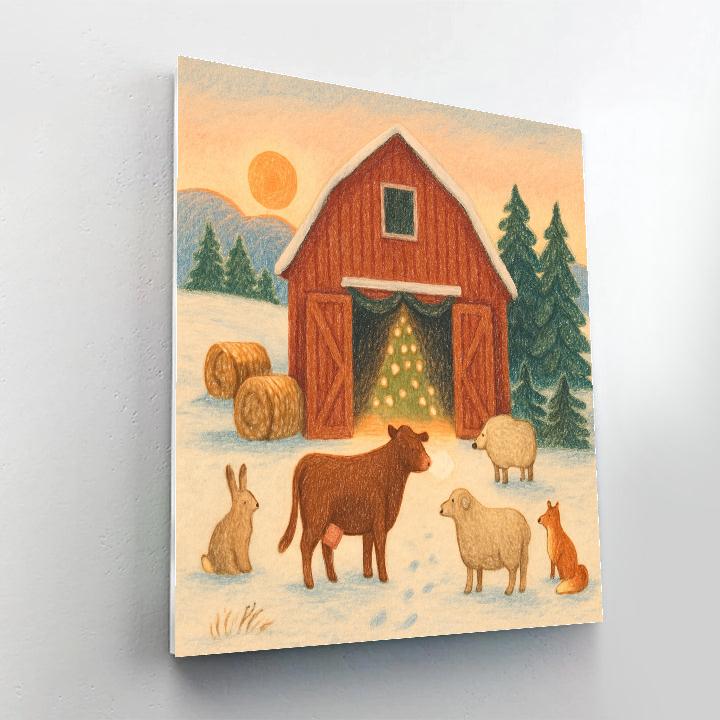 Christmas Morning In The Red Barn DIY paint by numbers