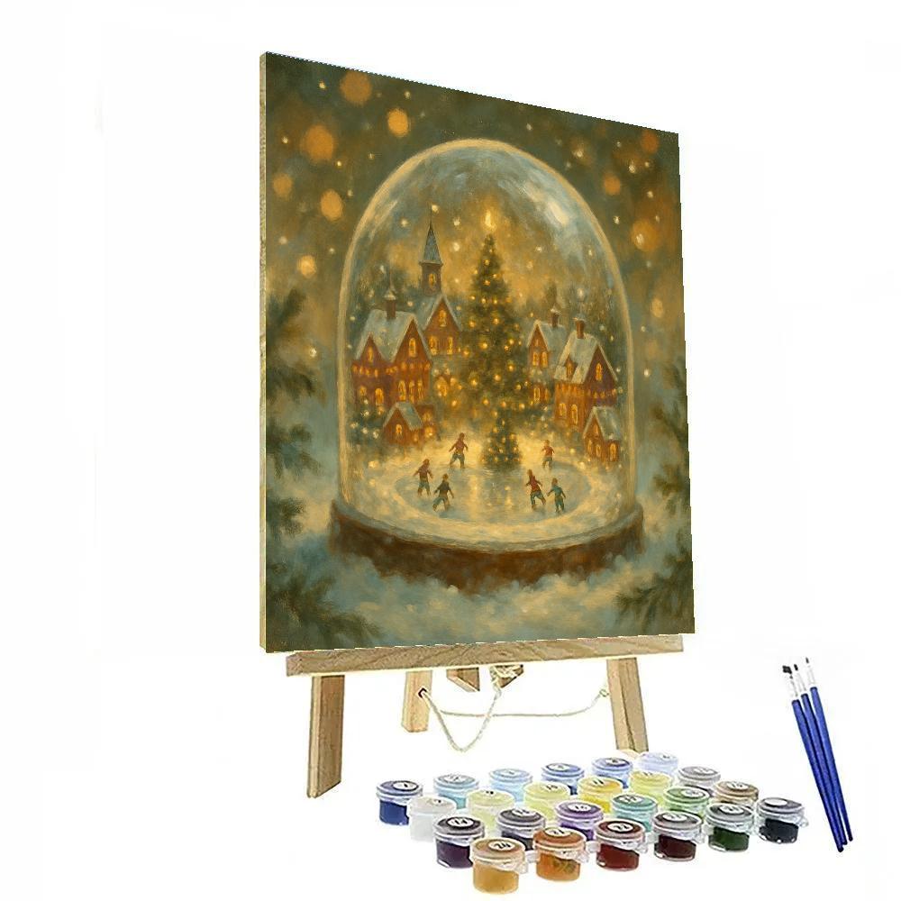 Snowglobe Town At Christmas Twilight Paint by numbers kits