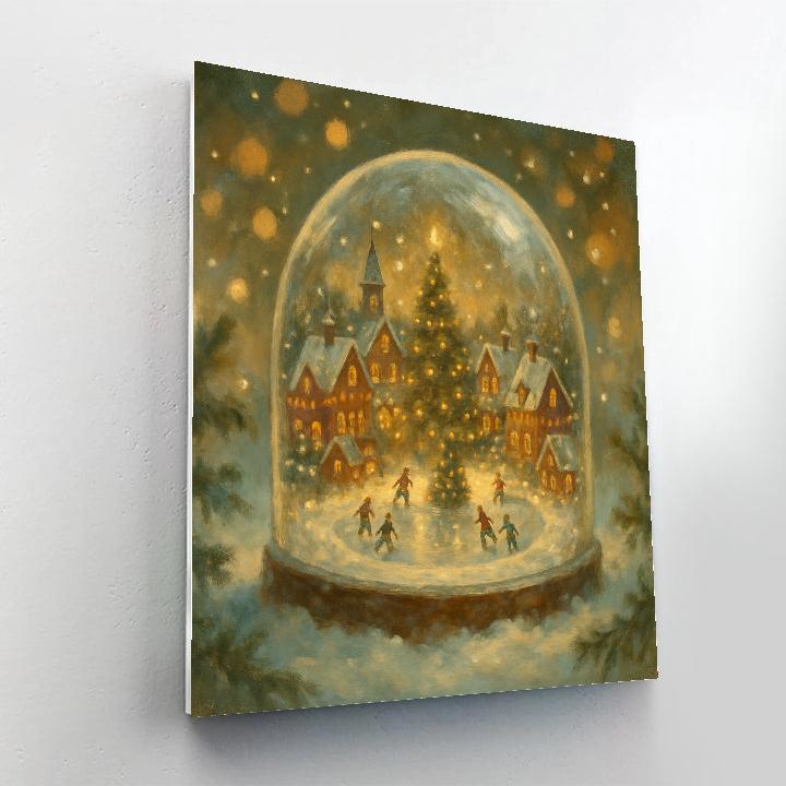 Snowglobe Town At Christmas Twilight Paint by numbers kits