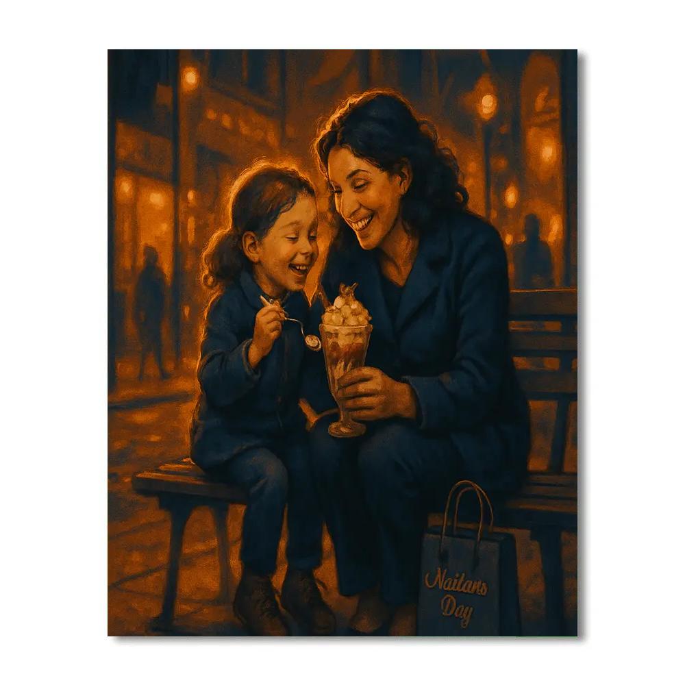 City Lights Ice Cream With Mom paint by numbers