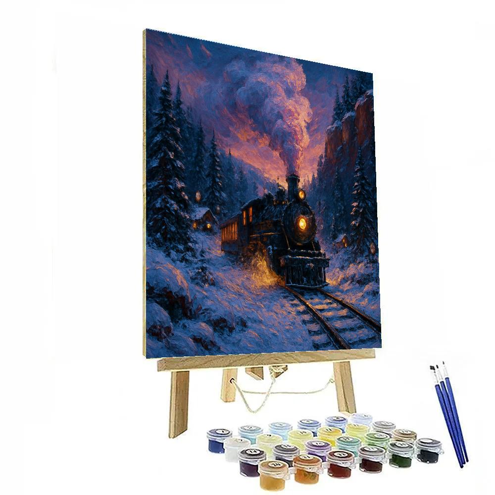 Christmas Train Through The Frozen Valley Number painting