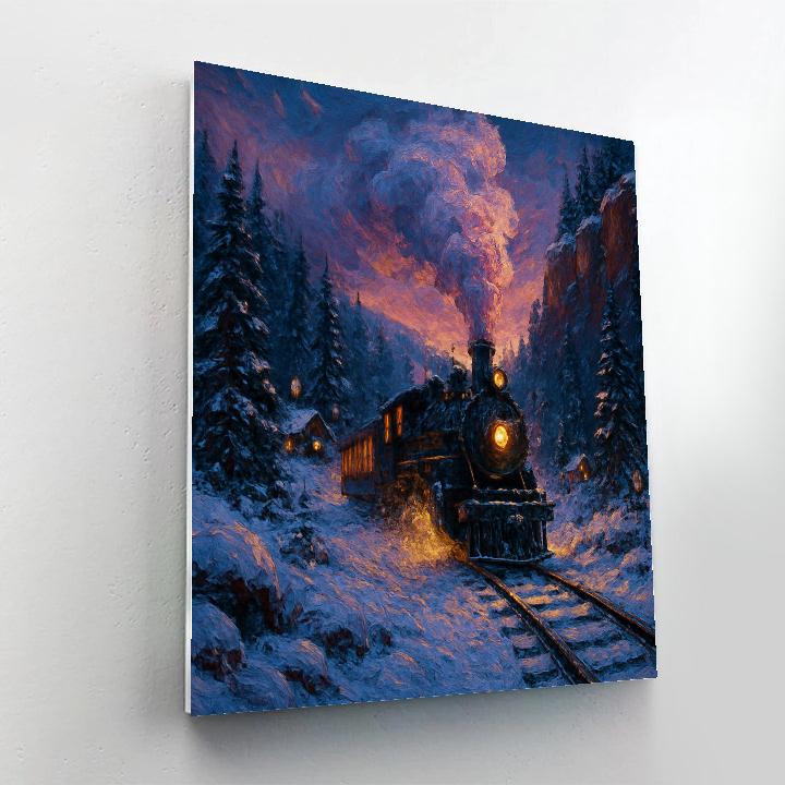 Christmas Train Through The Frozen Valley Number painting