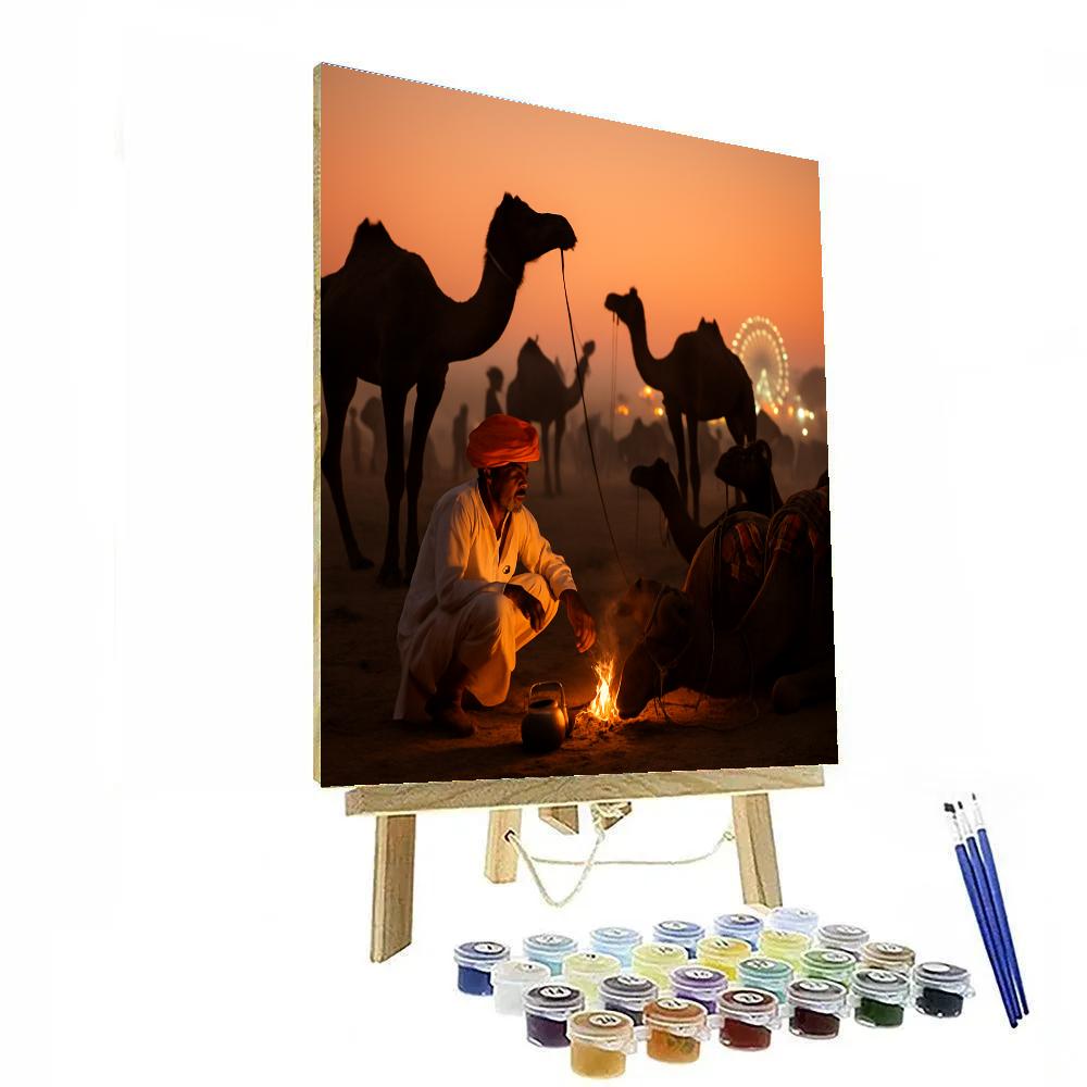 Pushkar Camel Fair Desert Dusk paint by numbers