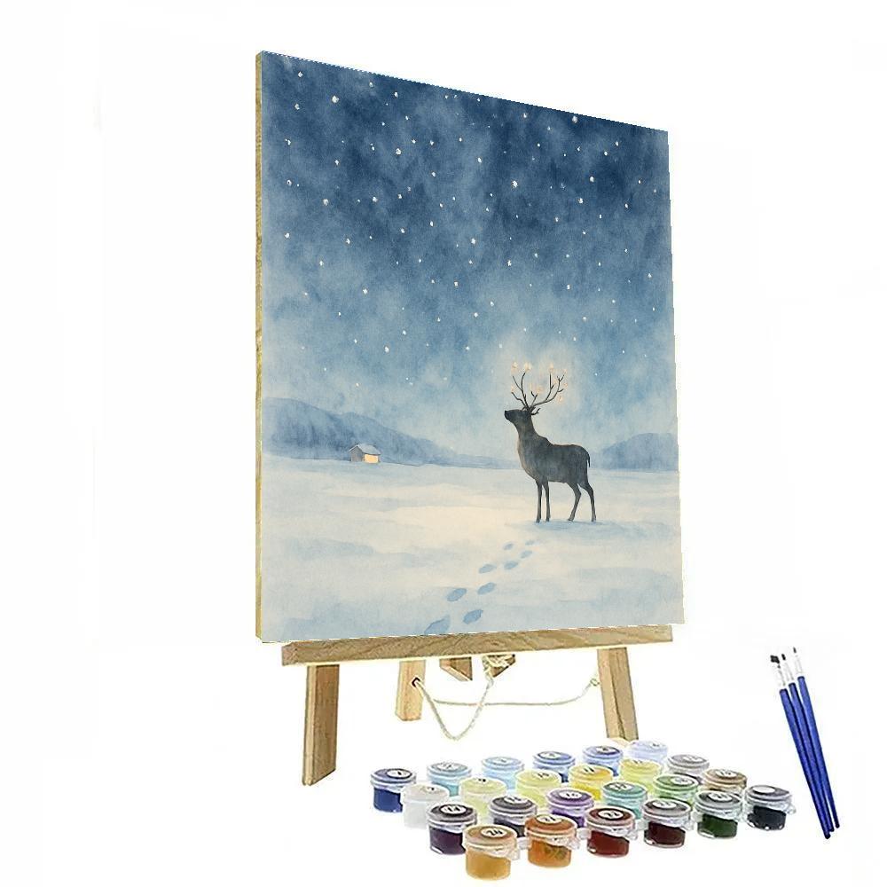 Reindeer Stargazing In The Snowfield painting number kit