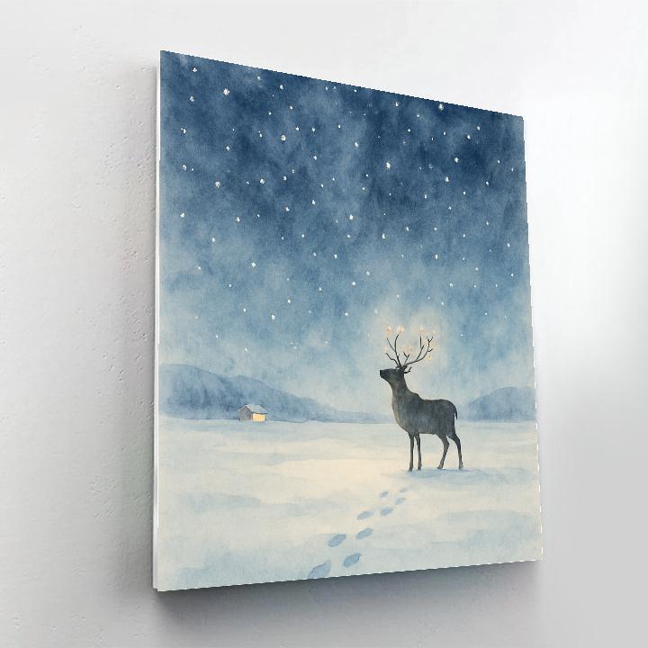 Reindeer Stargazing In The Snowfield painting number kit