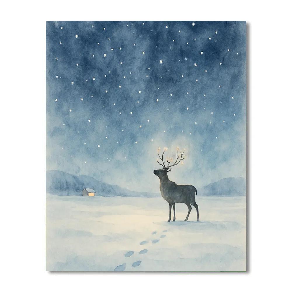 Reindeer Stargazing In The Snowfield painting number kit
