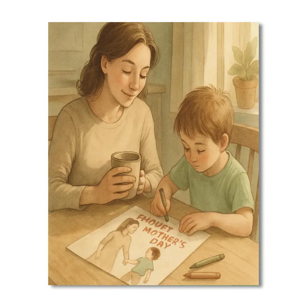 Quiet Coffee And Crayons With Mom painting number kit