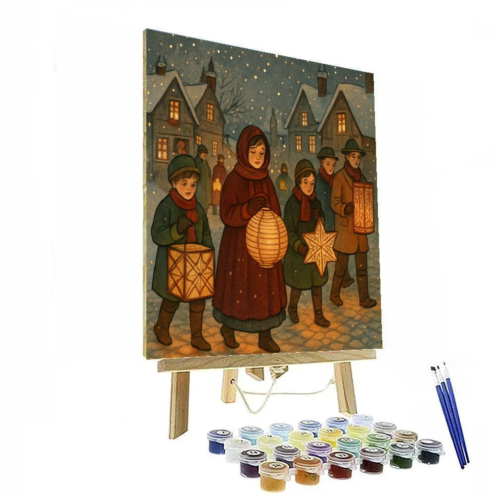 Christmas Lantern Parade In The Snow paint by numbers