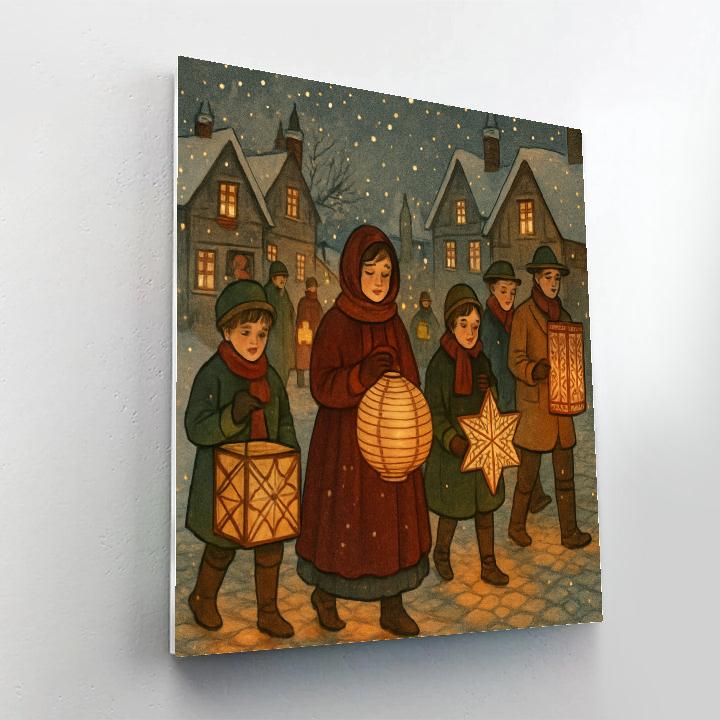 Christmas Lantern Parade In The Snow paint by numbers