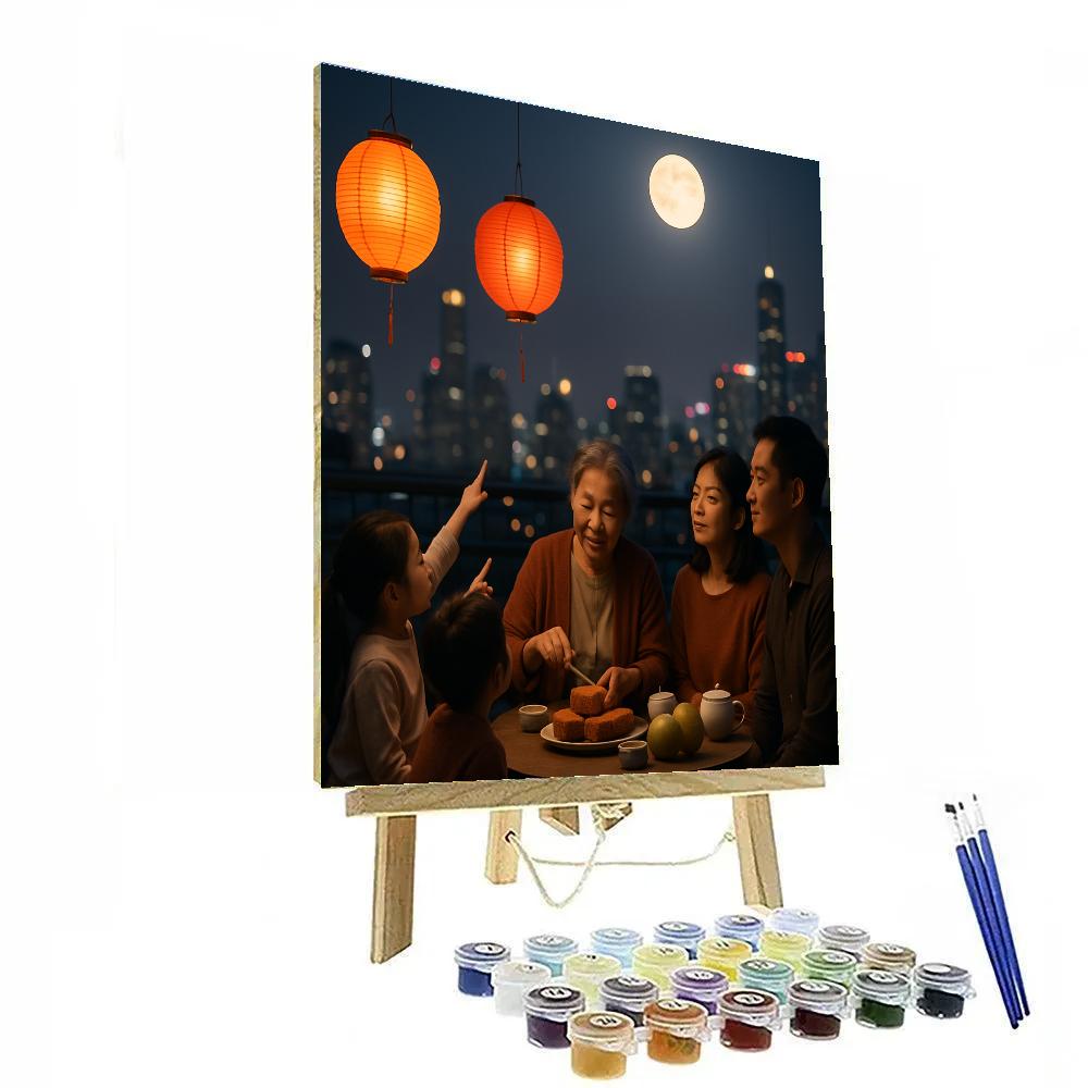 Chinese Mid Autumn Festival Mooncake Gathering painting number kit