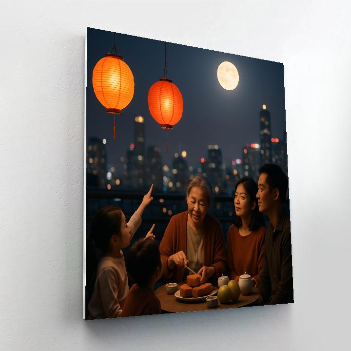 Chinese Mid Autumn Festival Mooncake Gathering painting number kit