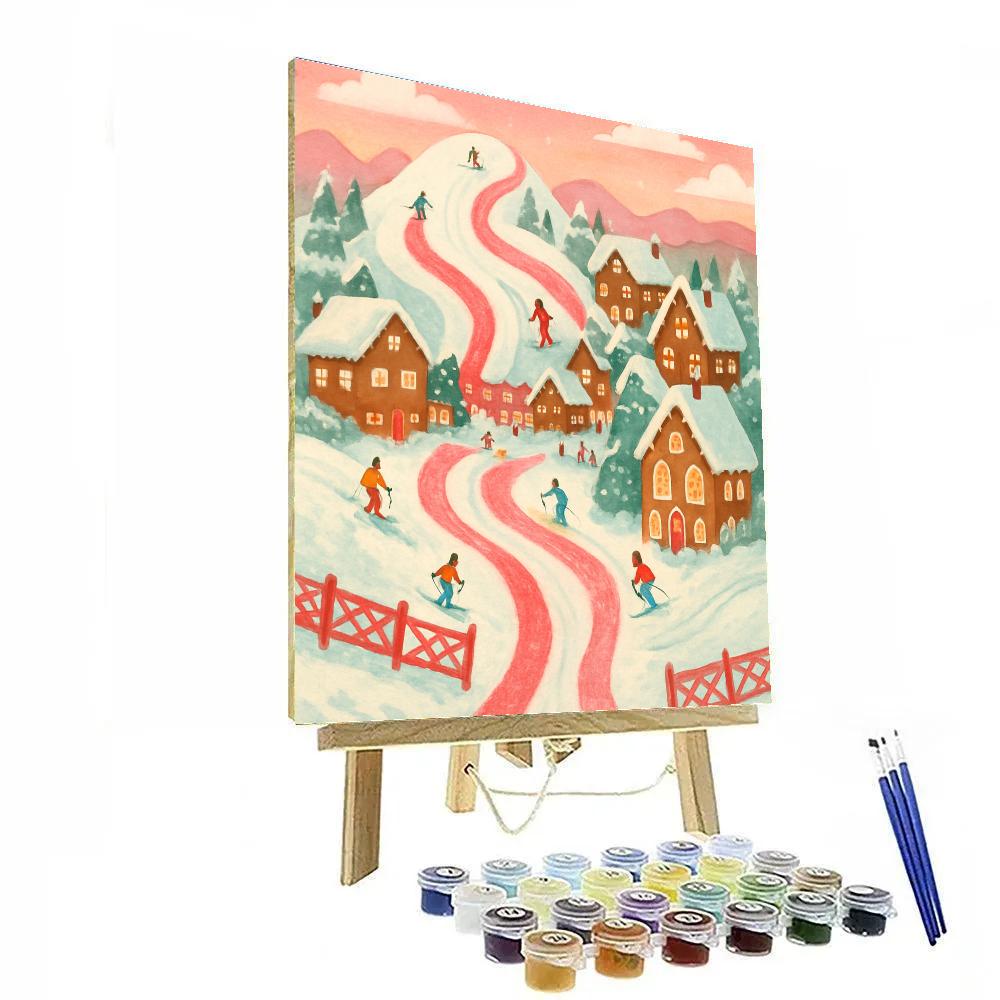Candy Cane Ski Slope Paint by numbers art