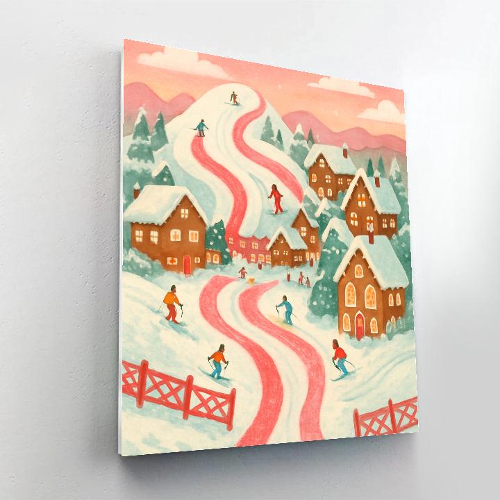 Candy Cane Ski Slope Paint by numbers art