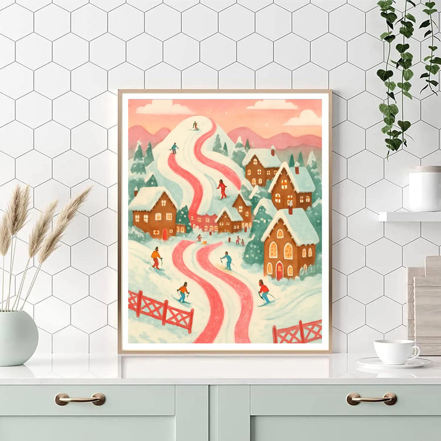 Candy Cane Ski Slope Paint by numbers art