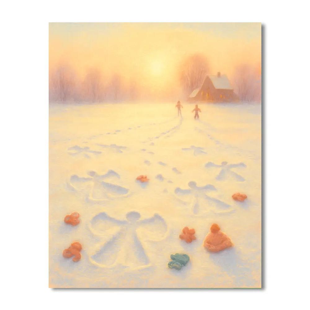 Snow Angel Field At Sunrise Painting by numbers kit