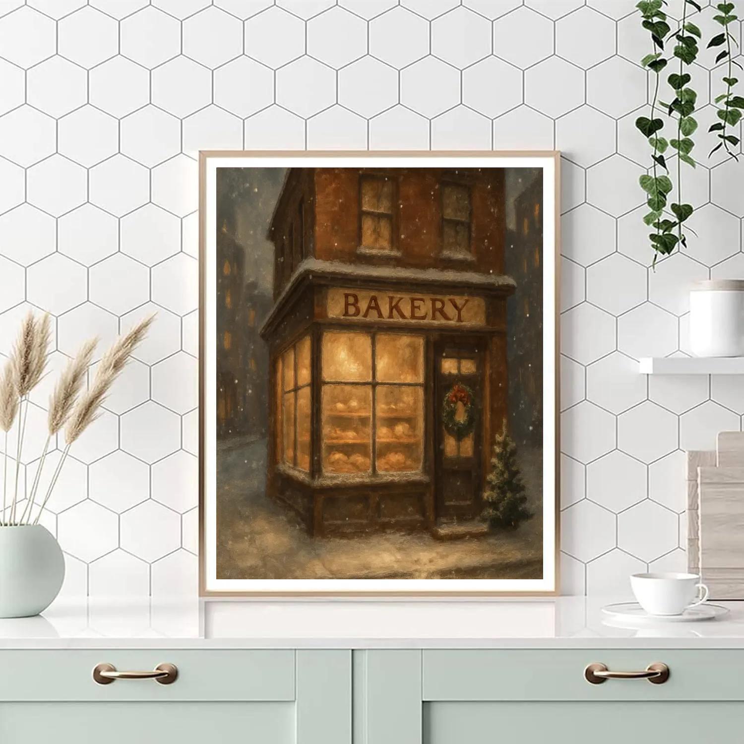 Holiday Bakery On A Snowy Corner paint by number