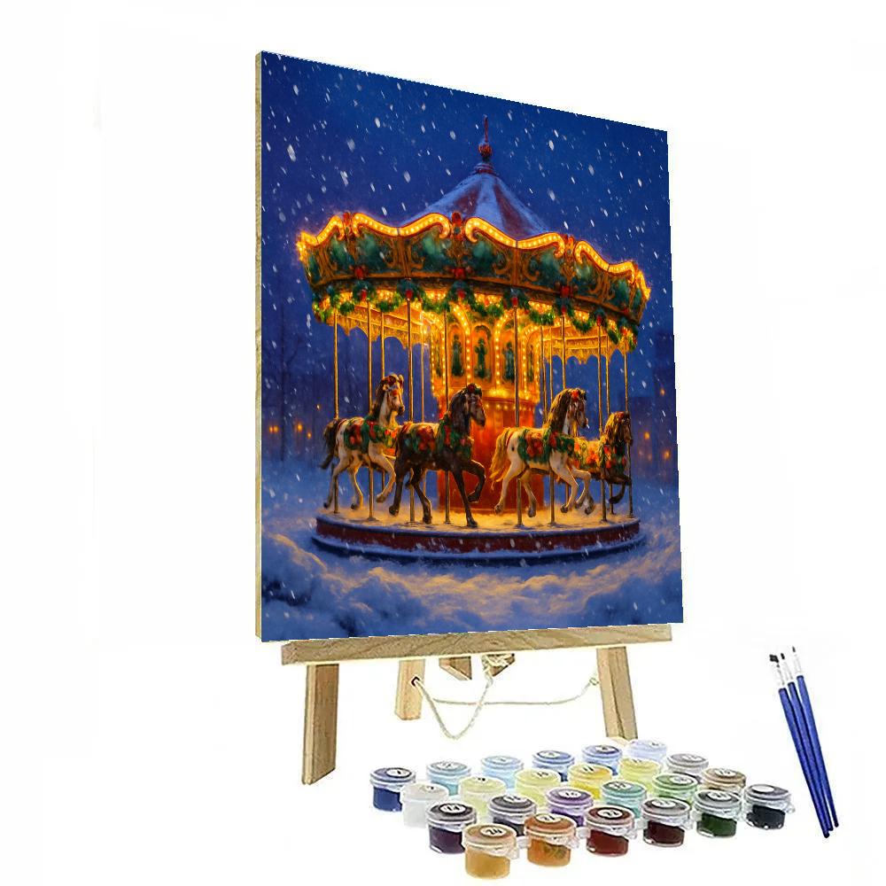 Christmas Carousel In The Snowstorm Paint by numbers kits