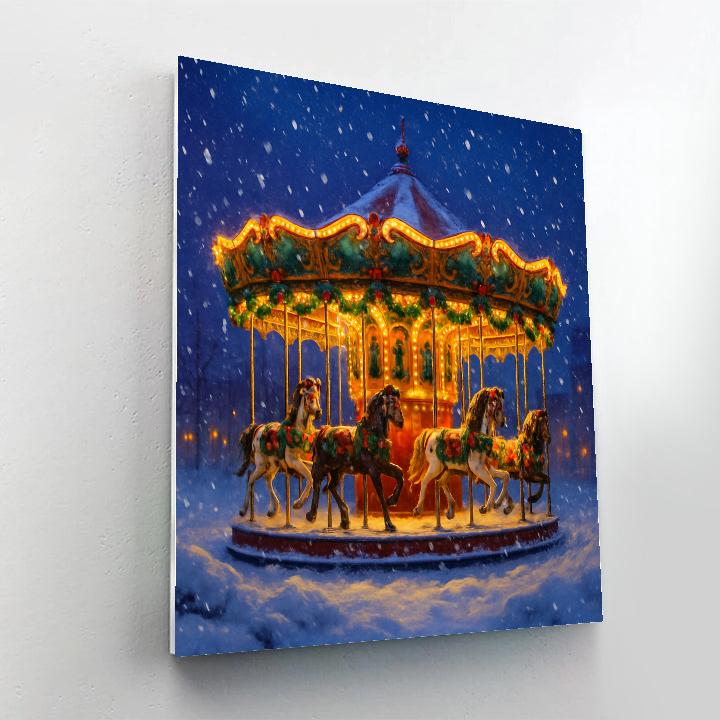 Christmas Carousel In The Snowstorm Paint by numbers kits