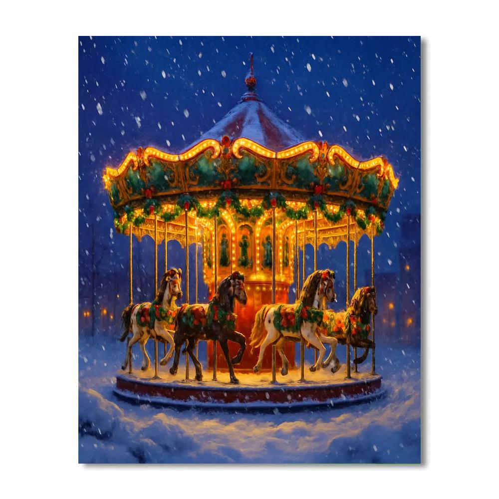 Christmas Carousel In The Snowstorm Paint by numbers kits