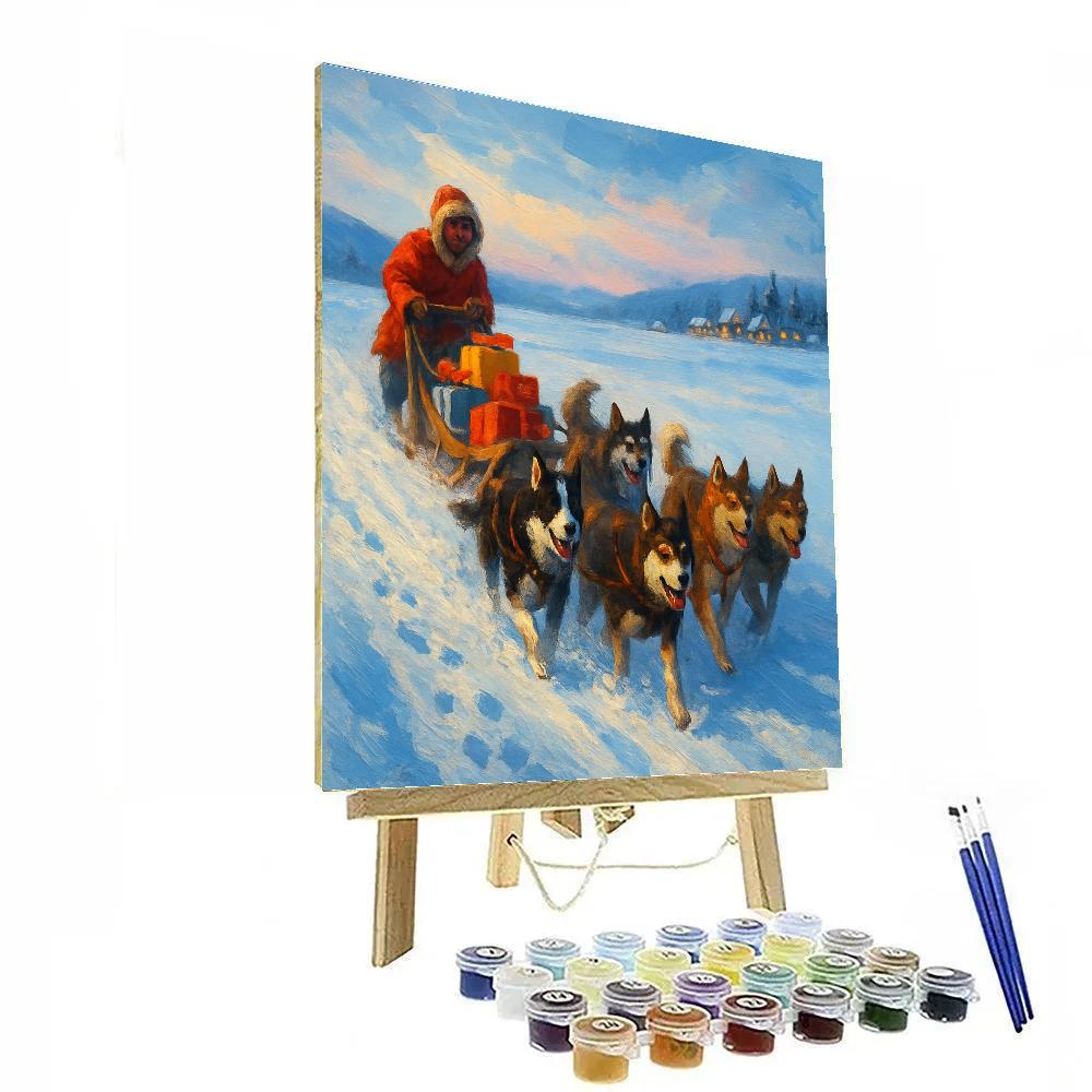 Christmas Dog Sled Journey Numbered painting kits