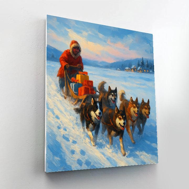 Christmas Dog Sled Journey Numbered painting kits