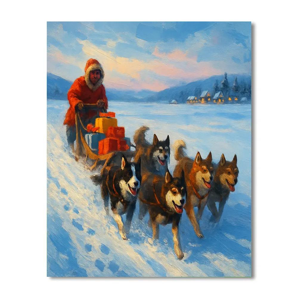 Christmas Dog Sled Journey Numbered painting kits