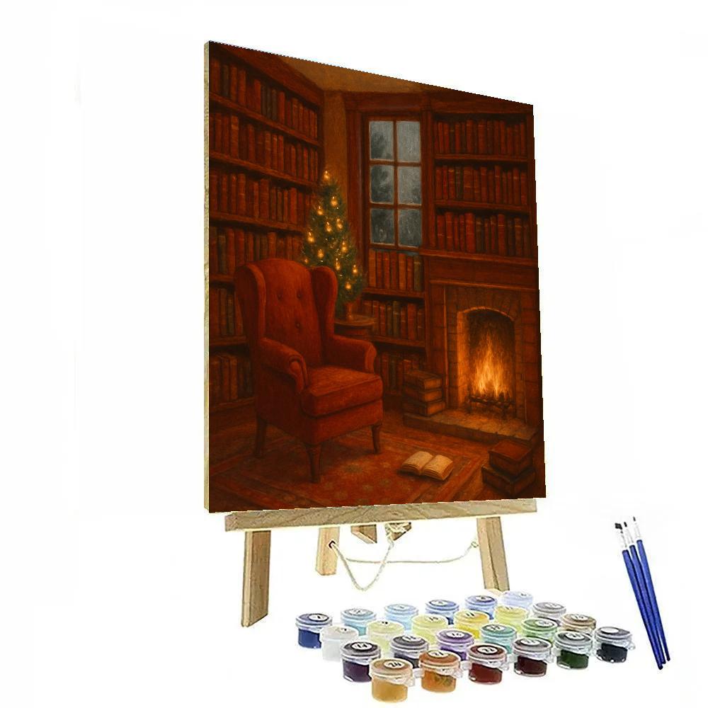 Quiet Christmas Library Nook paint by number